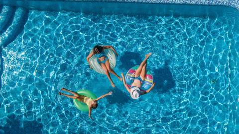 3 girls in a pool